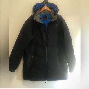 The North Face Black and Blue Performance Puffer Jacket with Hood